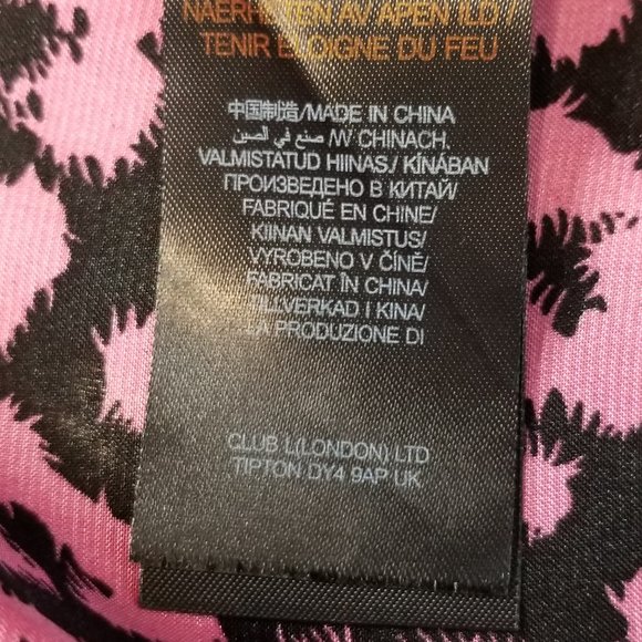 ASOS Club L London Tie Open Front Pink Leopard Crop Top, Size 10 - Picture 6 of 12